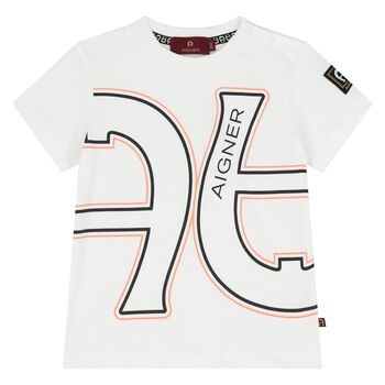 Younger Boys White Logo T-Shirt