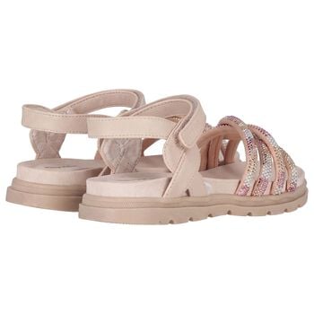 Girls Beige Logo Sandals 