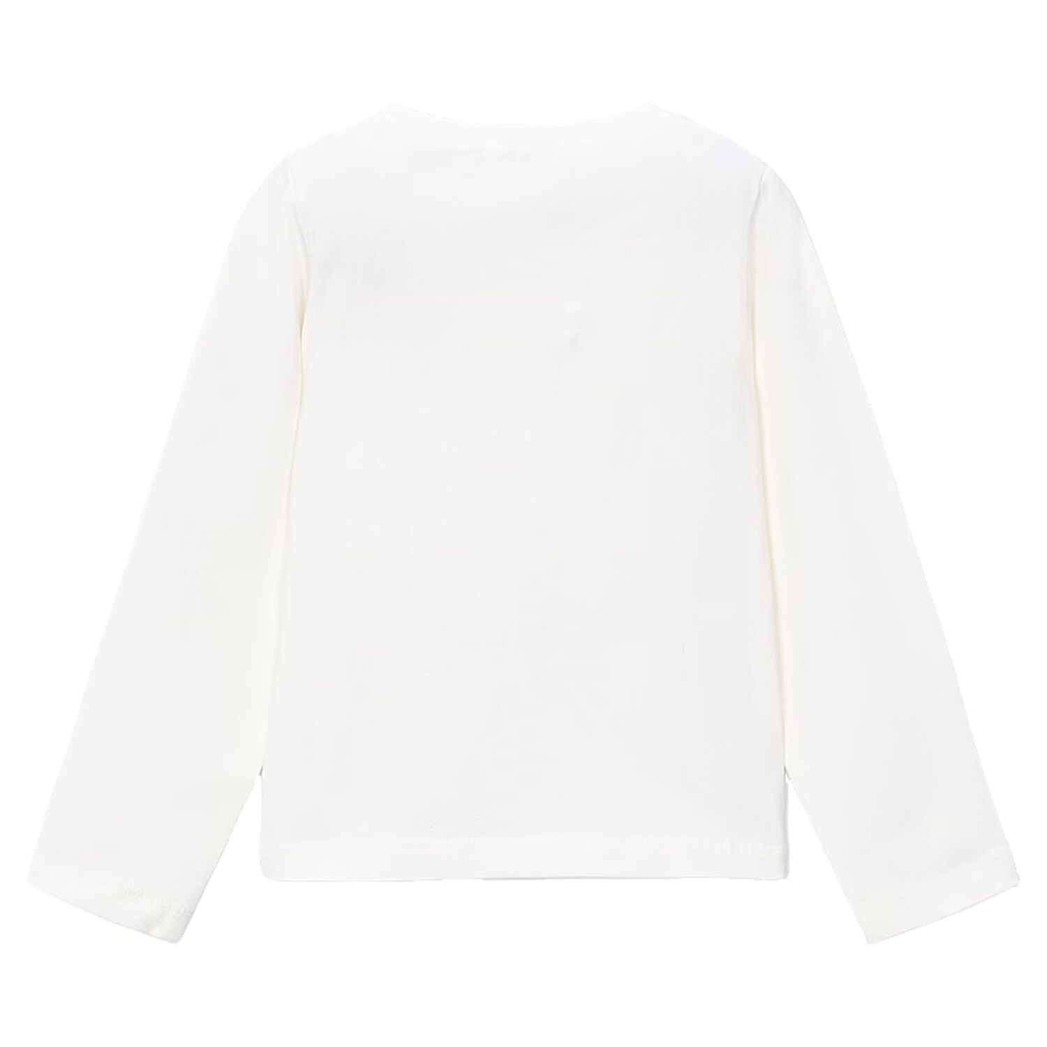 Girls Ivory Embroidered Floral Long Sleeve Top, 4, hi-res