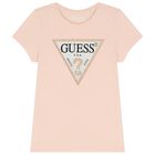 Girls Pink Diamante Logo T-Shirt, 7, hi-res