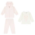 Girls Pink Elephant Baby Tracksuit Set, 1, hi-res
