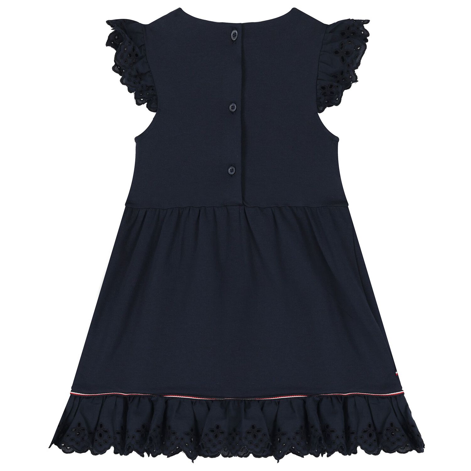 Younger Girls Navy Cotton Dress, 1, hi-res