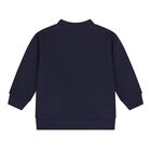 Baby Boys Navy Blue Logo Web Striped Sweatshirt, 1, hi-res