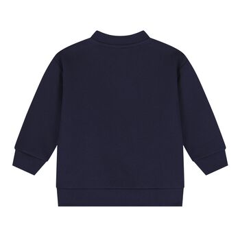Baby Boys Navy Blue Logo Web Striped Sweatshirt