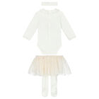 Baby Girls Ivory 3 Piece Bodysuit & Tutu Set, 1, hi-res