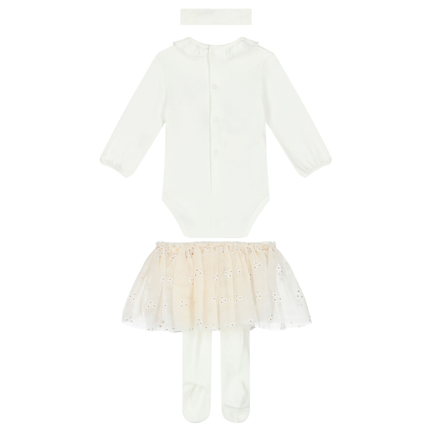Baby Girls Ivory 3 Piece Bodysuit & Tutu Set, 1, hi-res