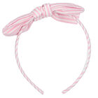 Girls Pink & White Striped Bow Headband, 1, hi-res