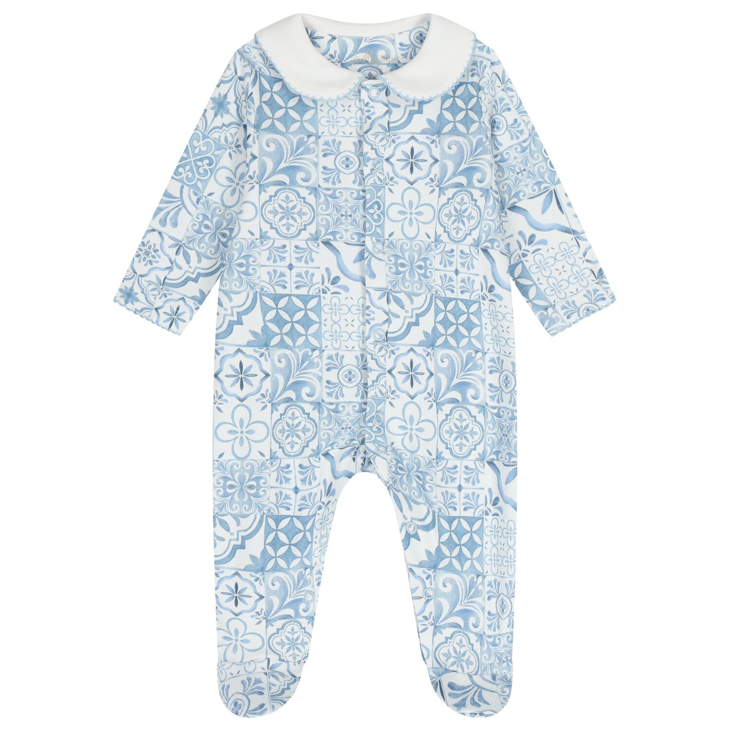 Baby Boys Blue & White Babygrow, 1, hi-res