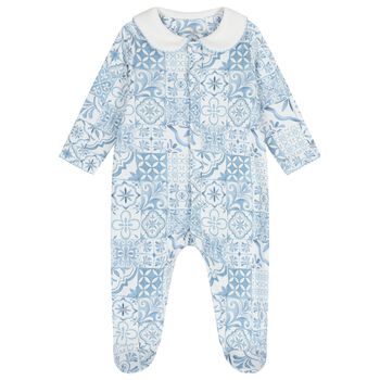 Baby Boys Blue & White Babygrow