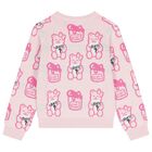 Girls Pink Teddy Bear Sweatshirt, 2, hi-res