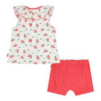 Baby Girls Ivory & Red Ladybug Shorts Set