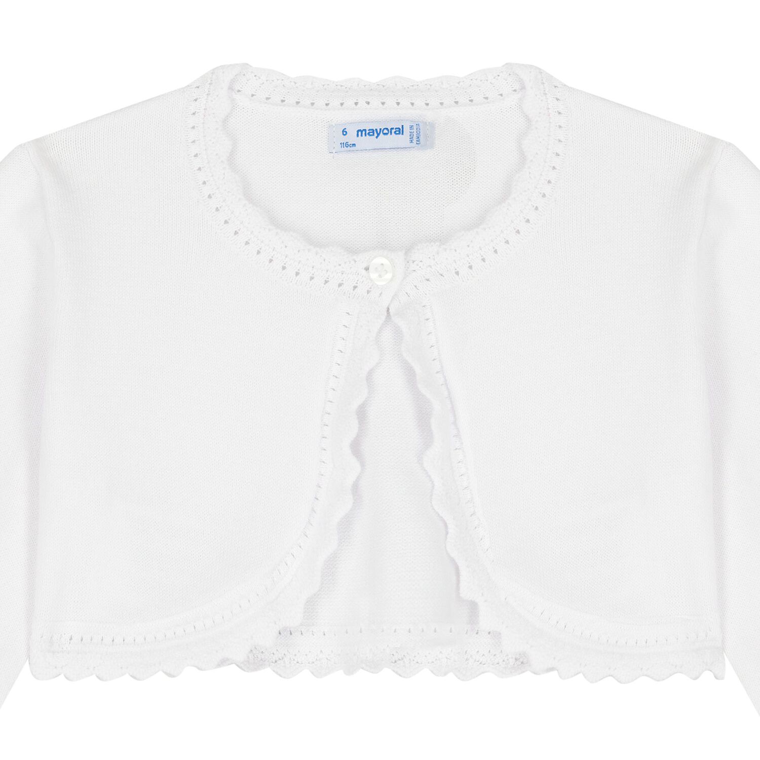 Girls White Bolero Cardigan, 2, hi-res image number null