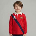 Boys Red Triple Pony Logo Polo Shirt, 1, hi-res