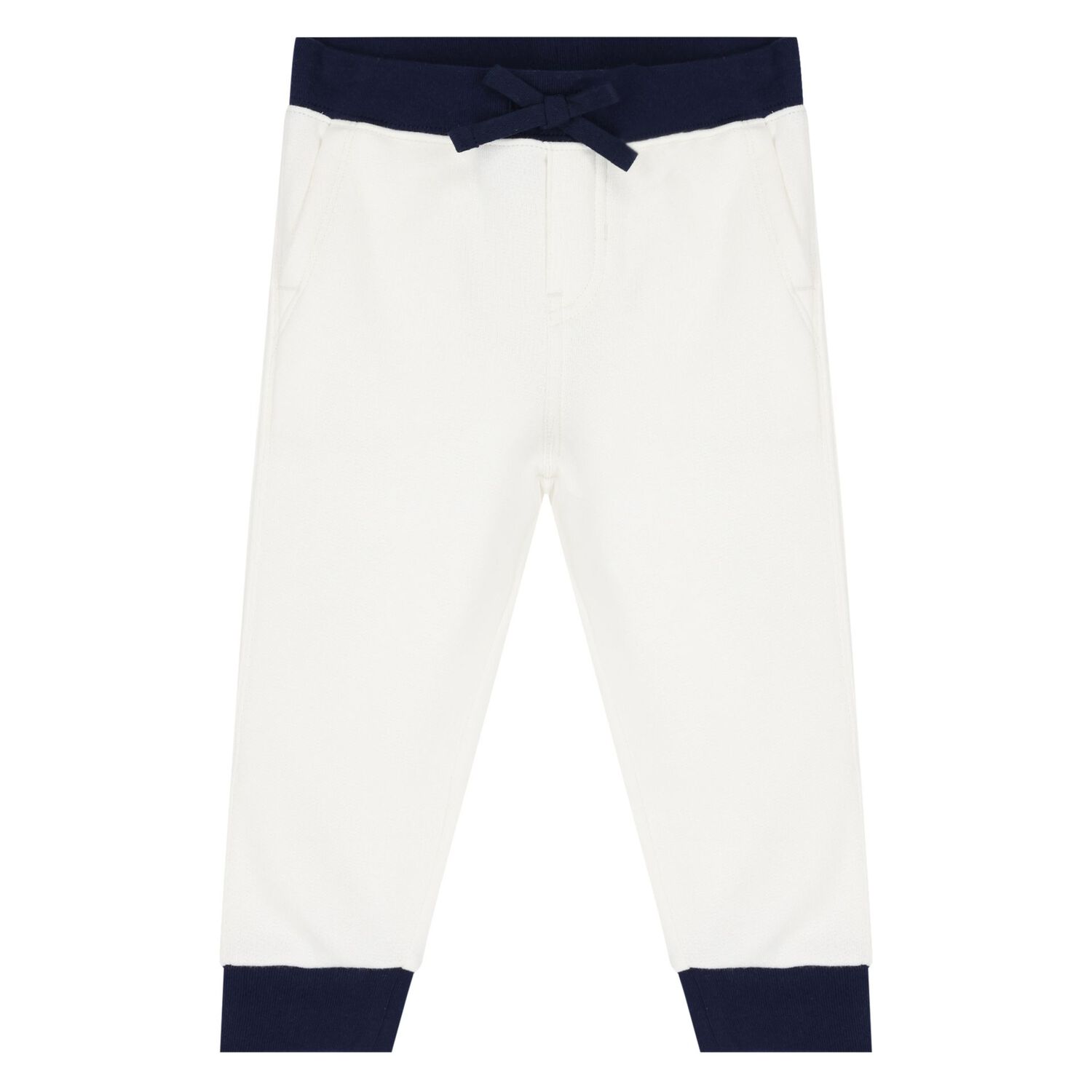 Baby Boys White & Navy Blue Logo Tracksuit, 1, hi-res