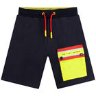Boys Navy Logo Shorts, 1, hi-res