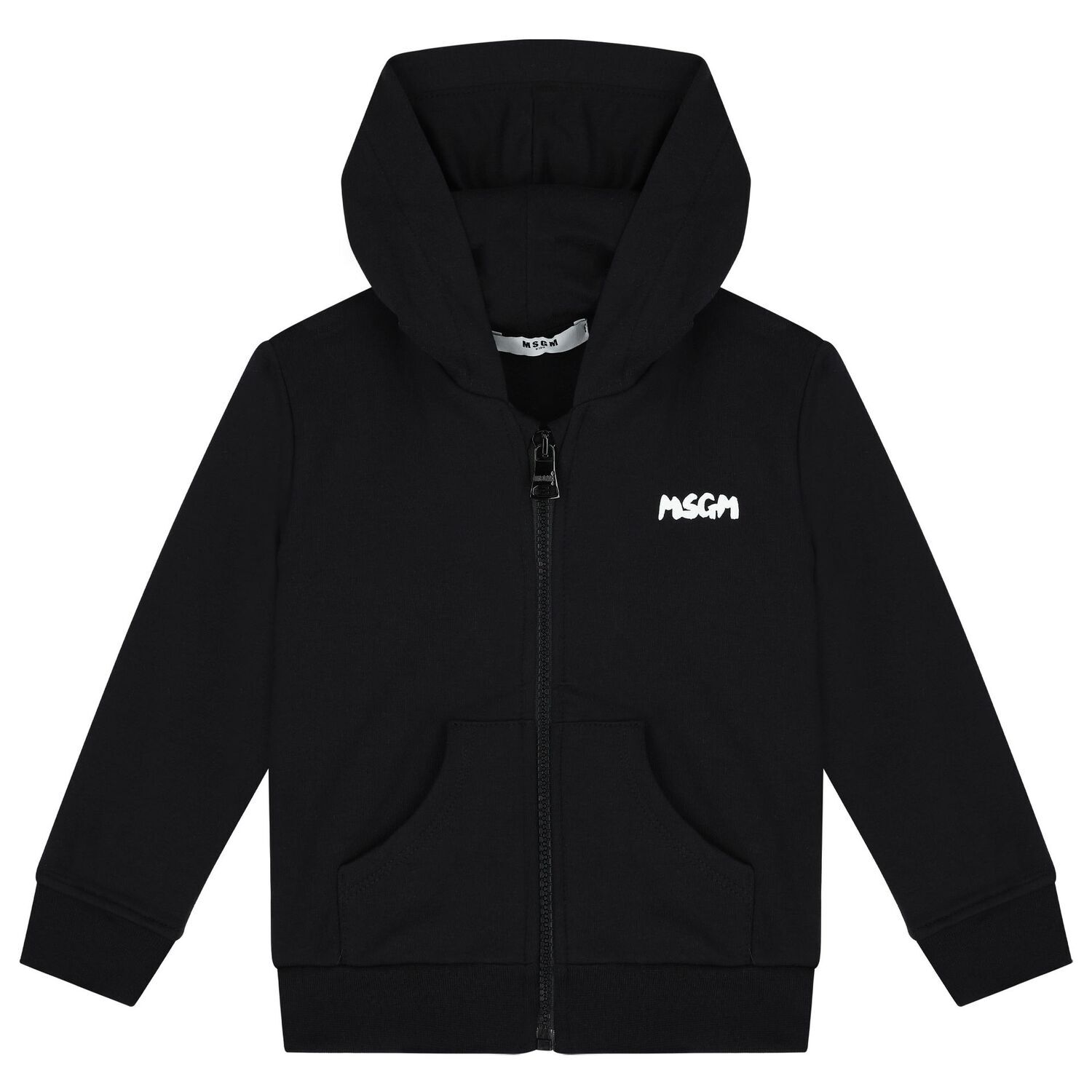 Black Logo Hooded Zip Up Top, 1, hi-res image number null