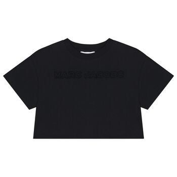 Girls Black Logo Rhinestones T-Shirt