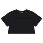 Girls Black Logo Rhinestones T-Shirt, 1, hi-res