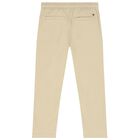 Boys Beige Logo Trousers, 1, hi-res