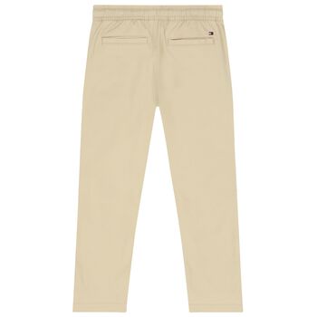 Boys Beige Logo Trousers