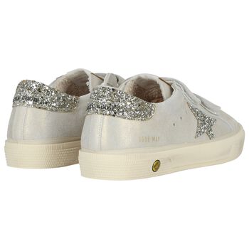 Girls Grey & Ivory Logo Trainers