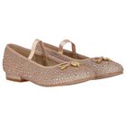Girls Rose Gold Bow Shoes, 1, hi-res