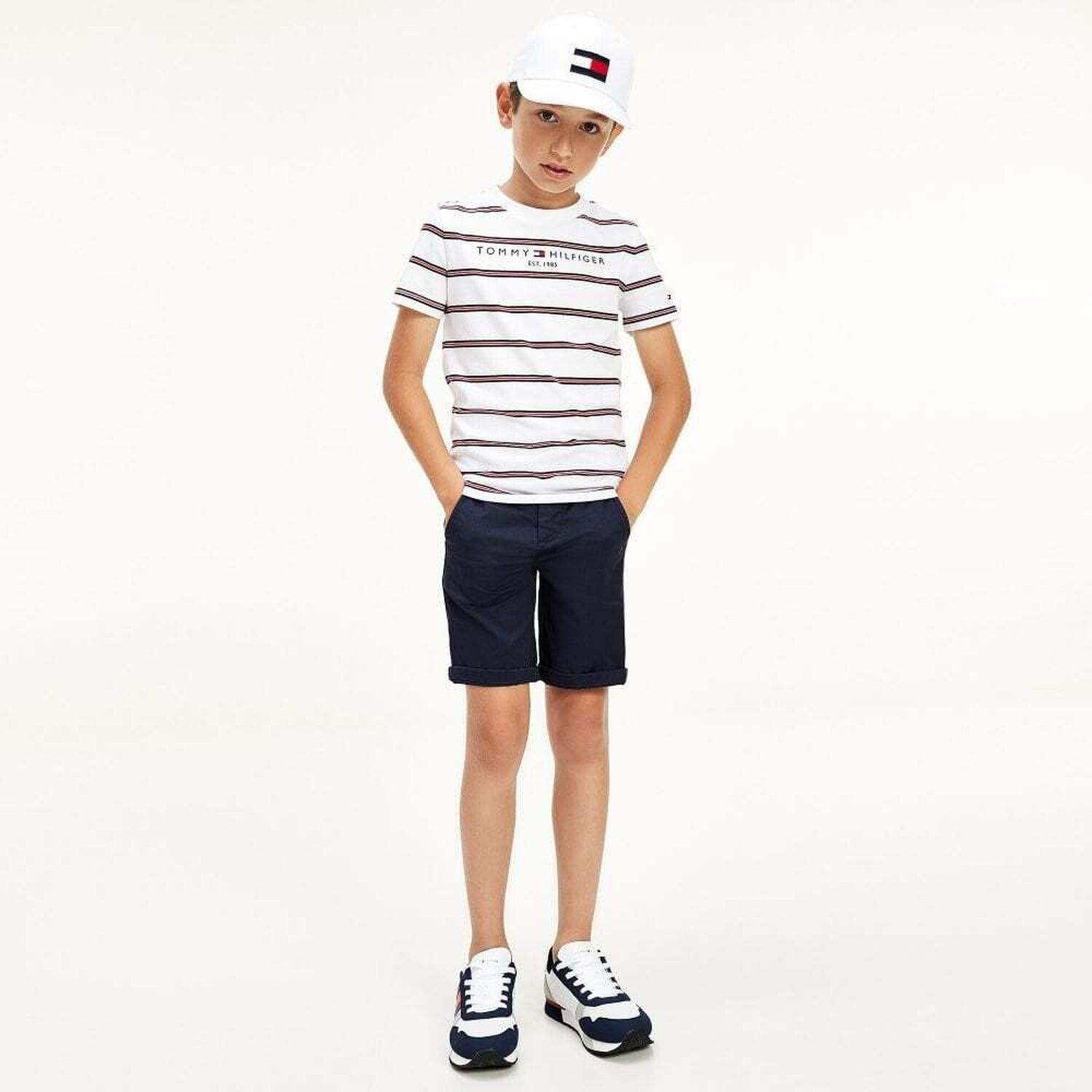 Boys Navy Chino Shorts, 1, hi-res