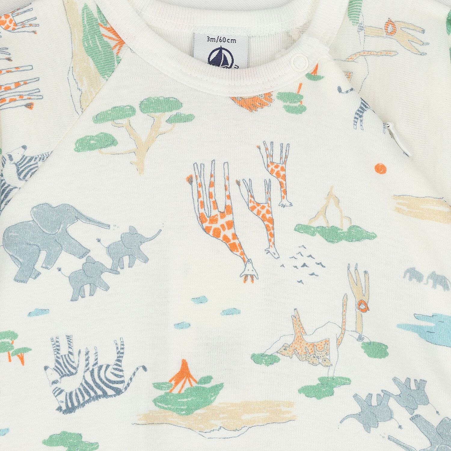 Baby Boys Ivory Safari Animals Babygrow, 1, hi-res