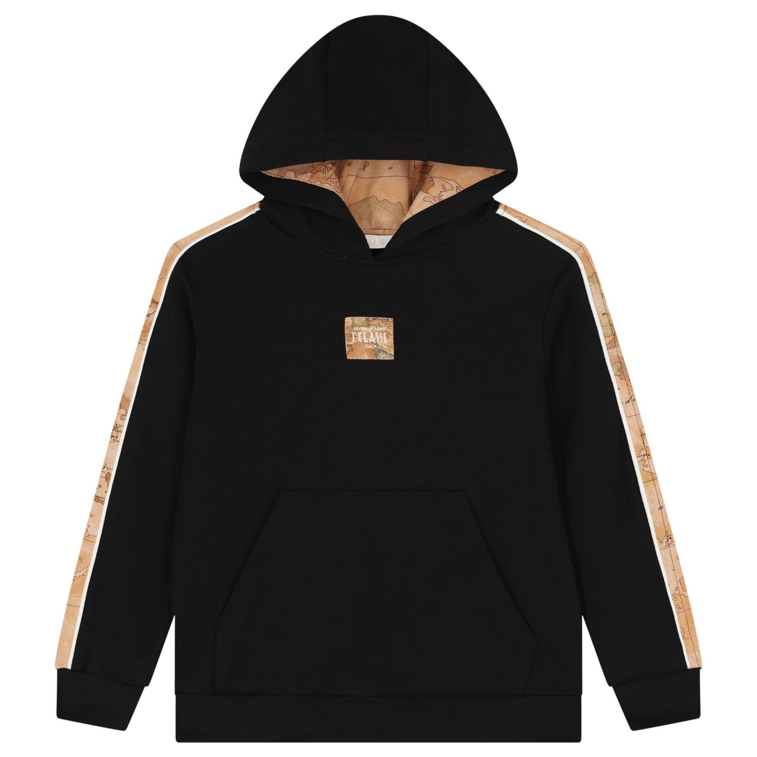 Boys Black Logo Hooded Top, 1, hi-res