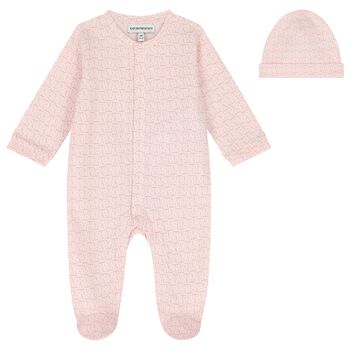 Baby Girls Pink Logo Babygrow Gift Set