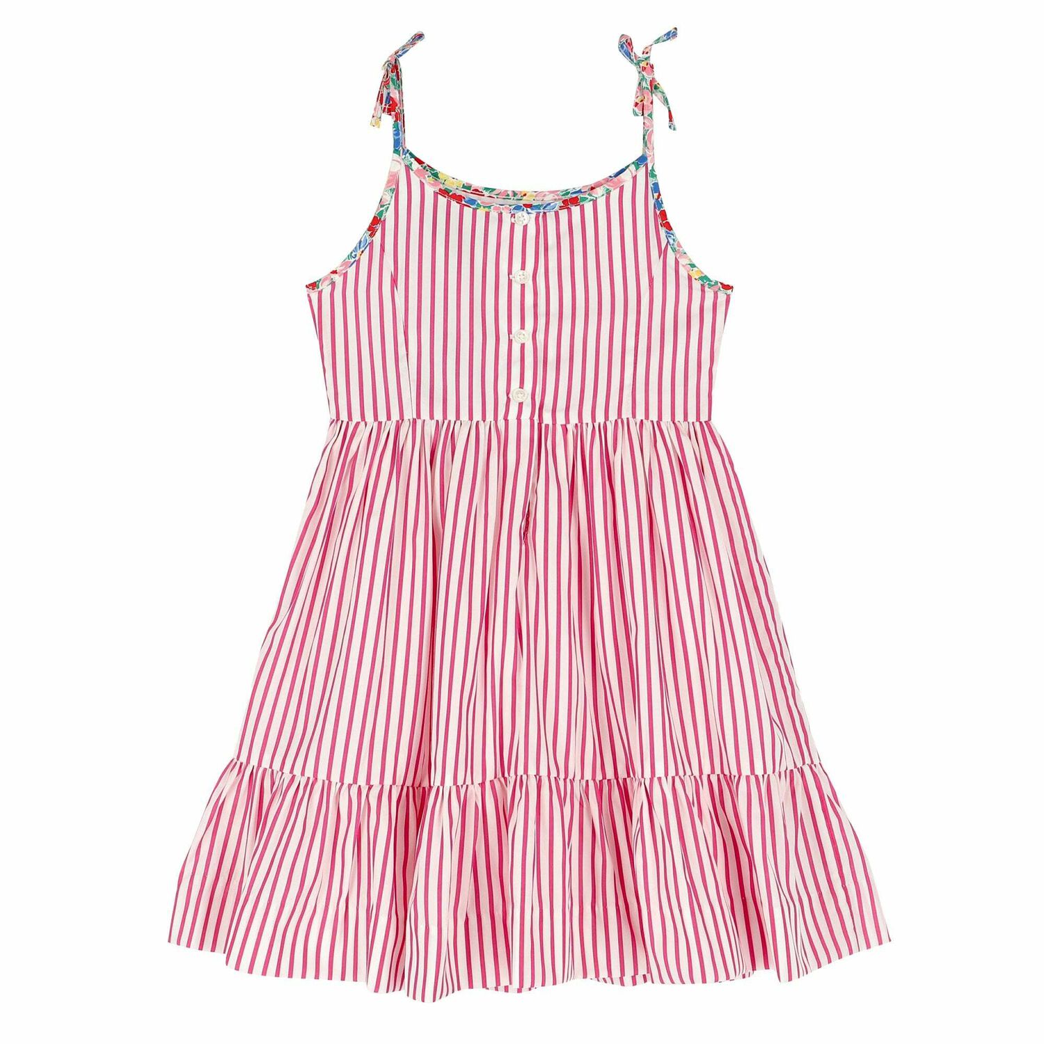 Girls Pink & White Sleeveless Dress, 1, hi-res
