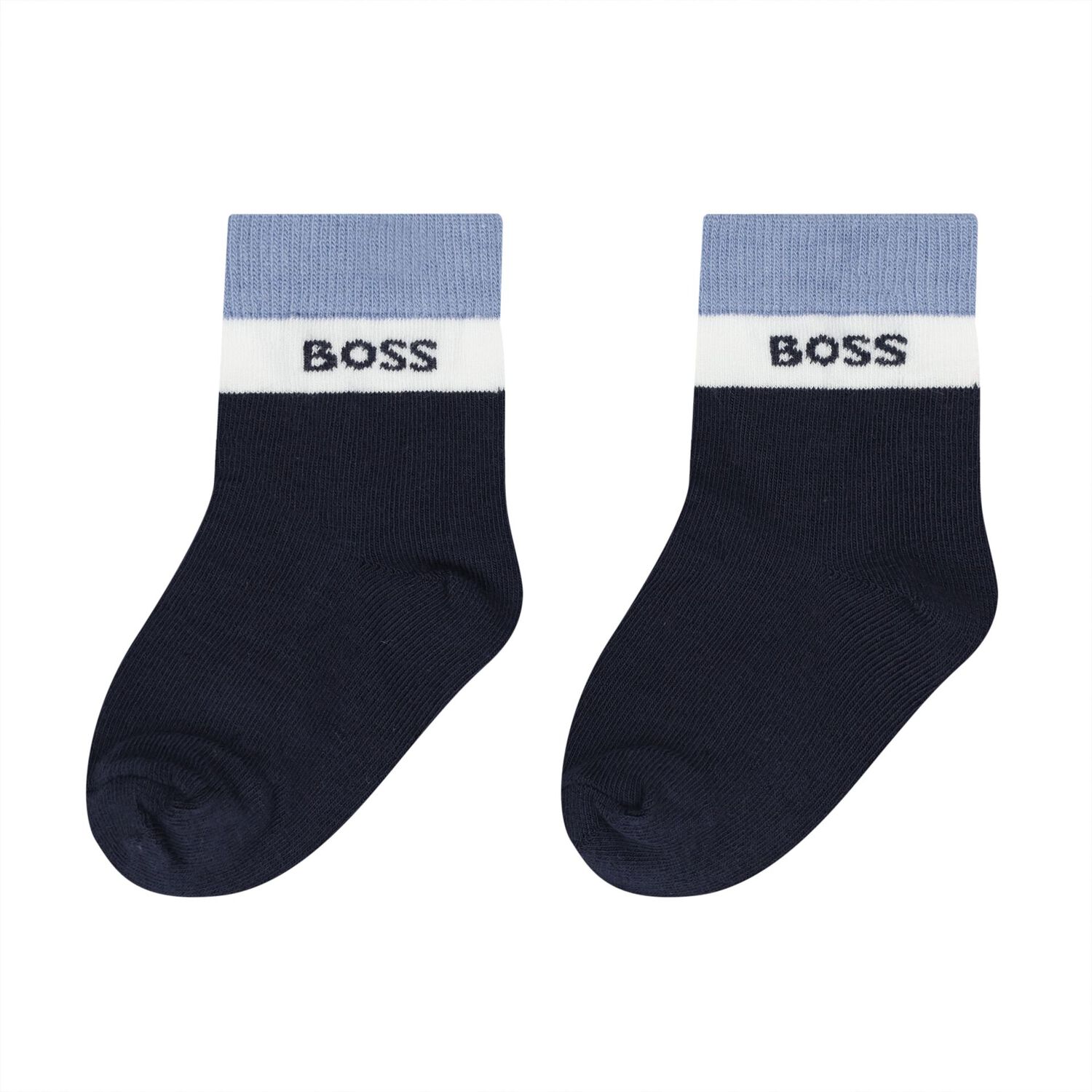 Baby Boys Blue, Grey & Navy Blue Logo Socks ( 3-Pack ), 2, hi-res