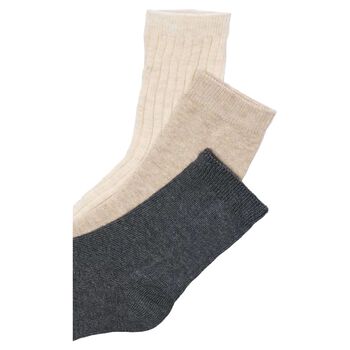 Boys Ivory, Beige & Grey Knitted Socks (3 Pack) 