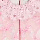 Girls Pink Bow Broderie Anglaise Dress, 1, hi-res