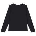 Boys Black Logo Long Sleeve Top, 2, hi-res