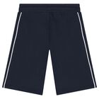 Boys Navy Blue Logo Shorts, 2, hi-res