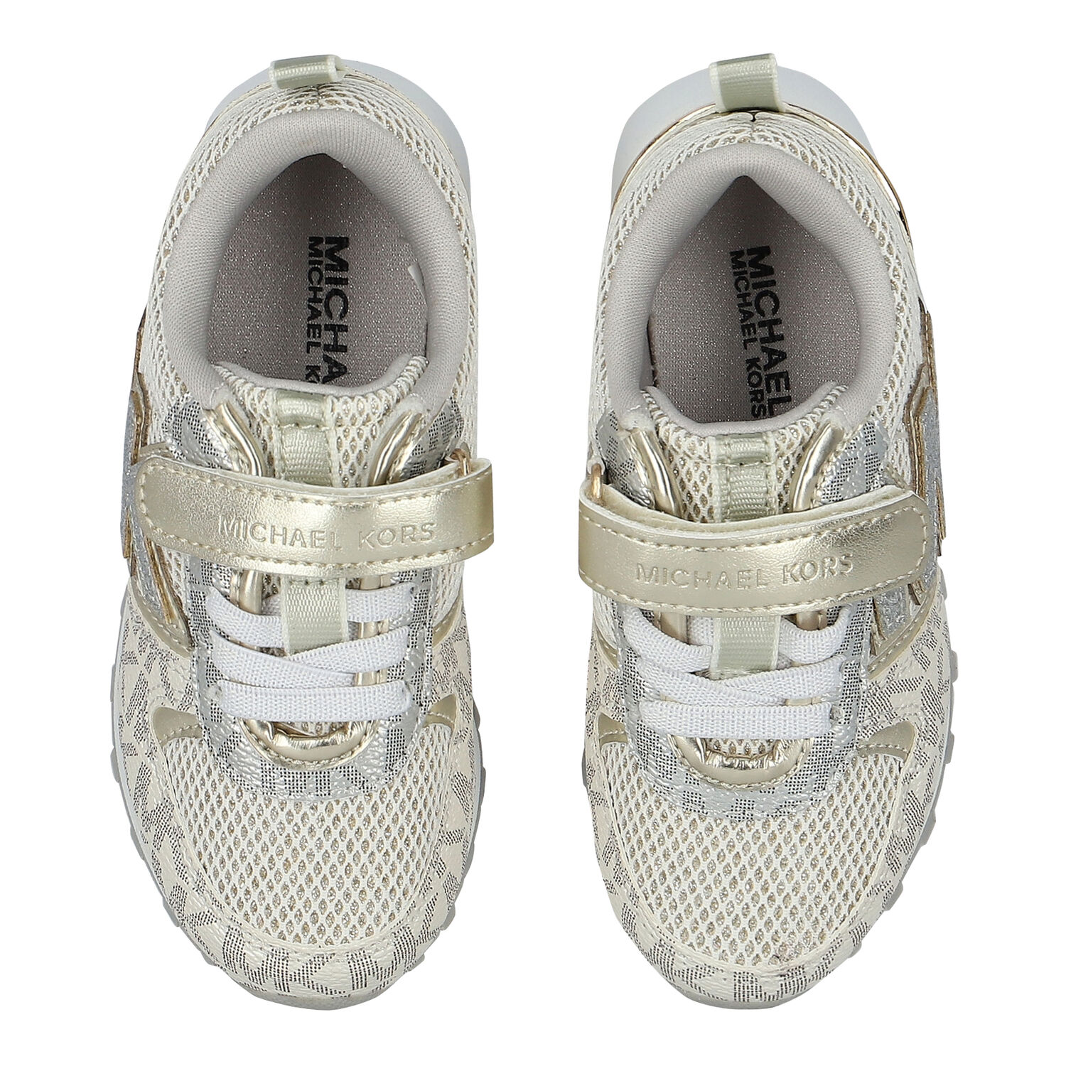 Girls Gold Logo Trainers, 1, hi-res