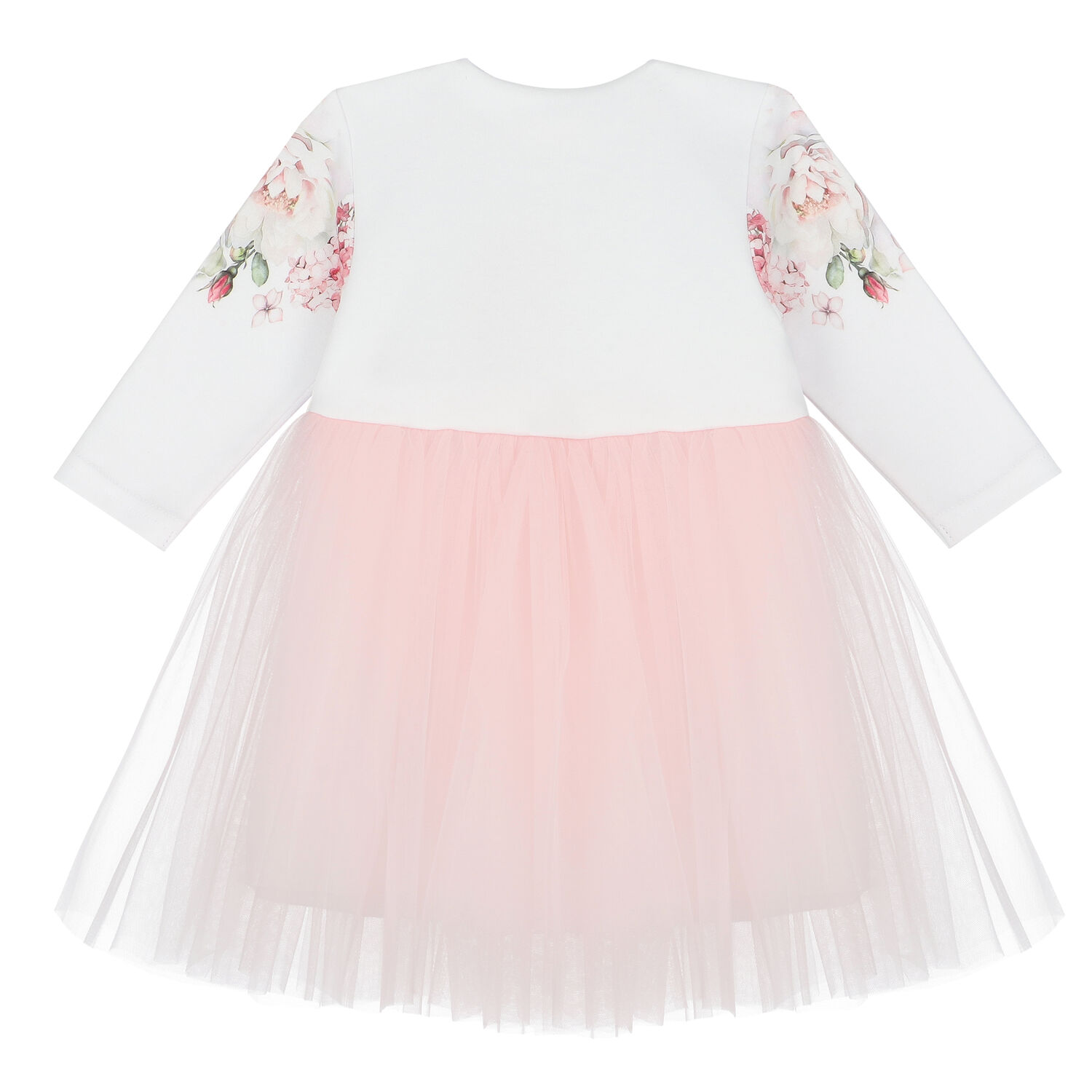Baby Girls White & Pink Floral Dress, 1, hi-res