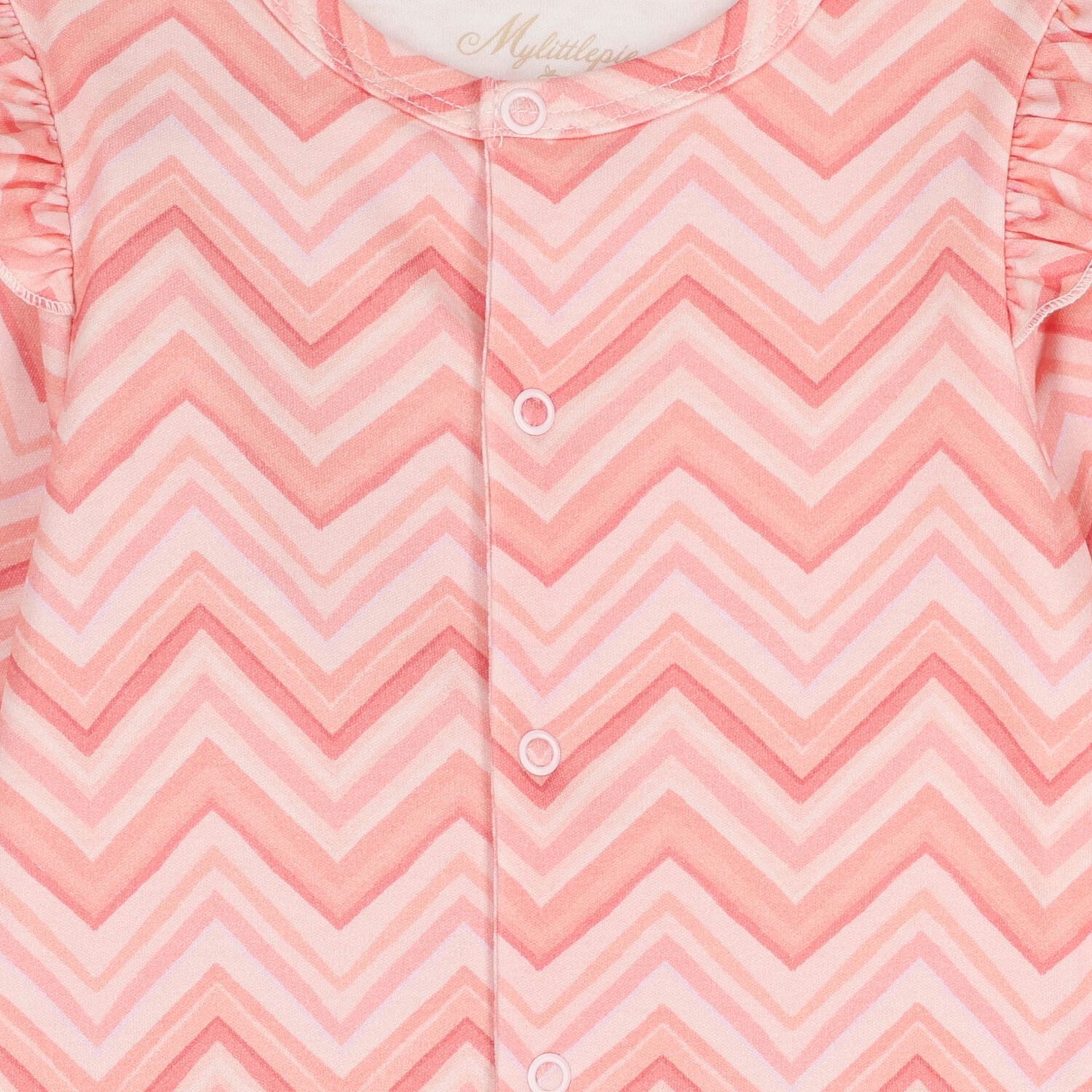 Baby Girls Pink Zig Zag Babygrow, 2, hi-res