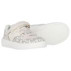 Girls Ivory & Gold Logo Trainers, 1, hi-res