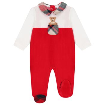 White & Red Teddy Bear Babygrow