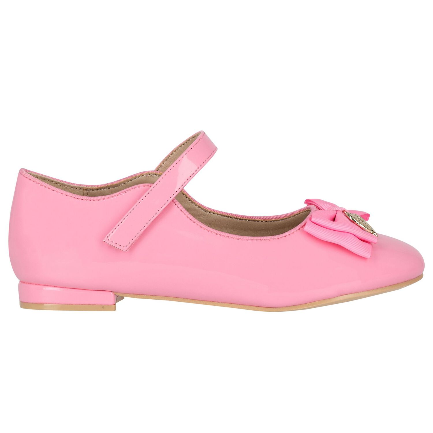 Girls Pink Bow Ballerina Shoes, 1, hi-res image number null