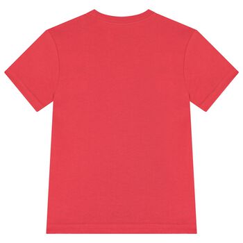 Boys Red Polo Bear Crew Neck T-Shirt