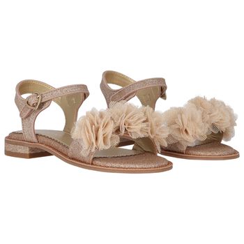 Girls Rose Gold Flower Sandals