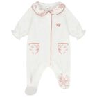 Baby Girls White & Pink Babygrow, 1, hi-res