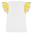 Girls White & Yellow Daisy Shorts Set, 1, hi-res