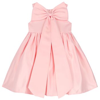 Girls Pink Bow Satin Dress