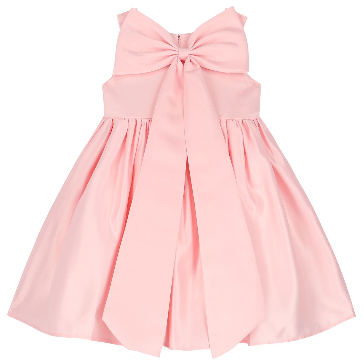 Girls Pink Bow Satin Dress, 1, hi-res image number null