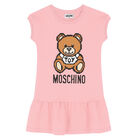 Girls Pink Teddy Logo Dress, 6, hi-res