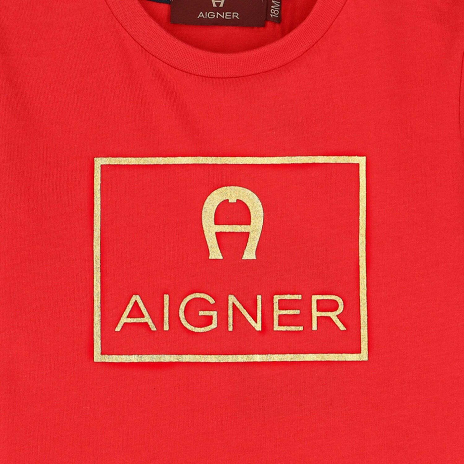 Younger Boys Red & Gold Logo T-Shirt, 3, hi-res
